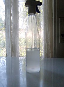 Du vinaigre, de l'eau et de l'huile essentielle pour faire un produit écologique pour ses toilettes